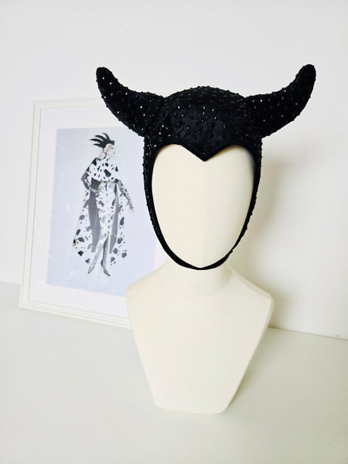 Devil Bonnet - Black Rhinestone