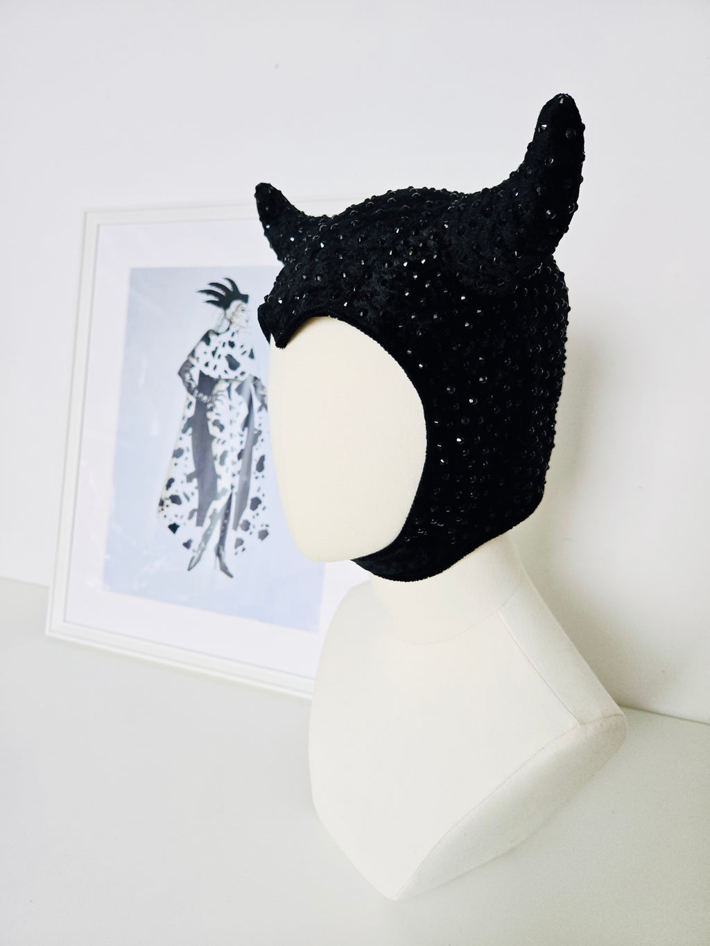 Devil Bonnet - Black Rhinestone