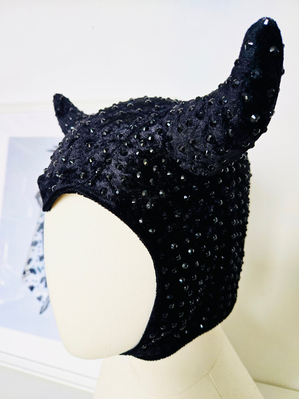 Devil Bonnet - Black Rhinestone