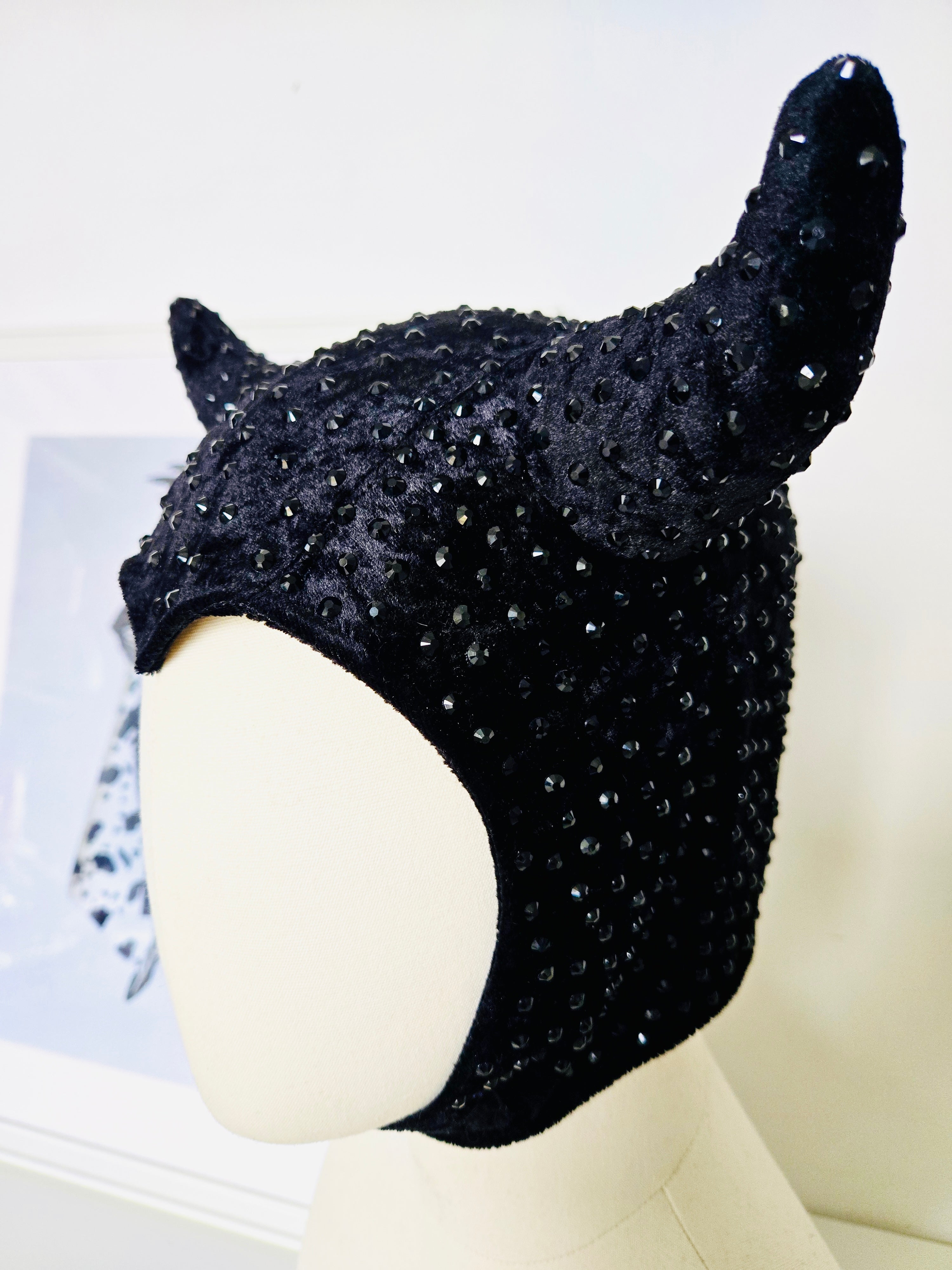Devil Bonnet - Black Rhinestone